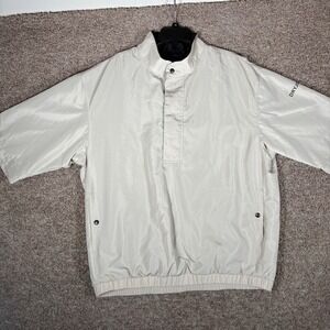 FootJoy DryJoys Men L Cream Short Sleeve Pullover Golf Windshirt Jacket 10081